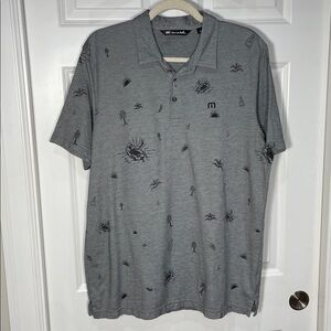 Travis Mathew Ice Breaker Golf Polo Shirt Large Three Button Gray Short Sleeve